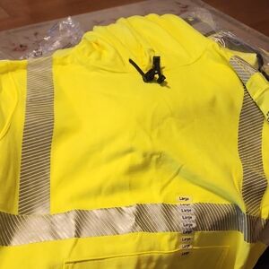 Mens HI VIS FR, Flame Resistant Work Hooded Sweat Shirt Size.L